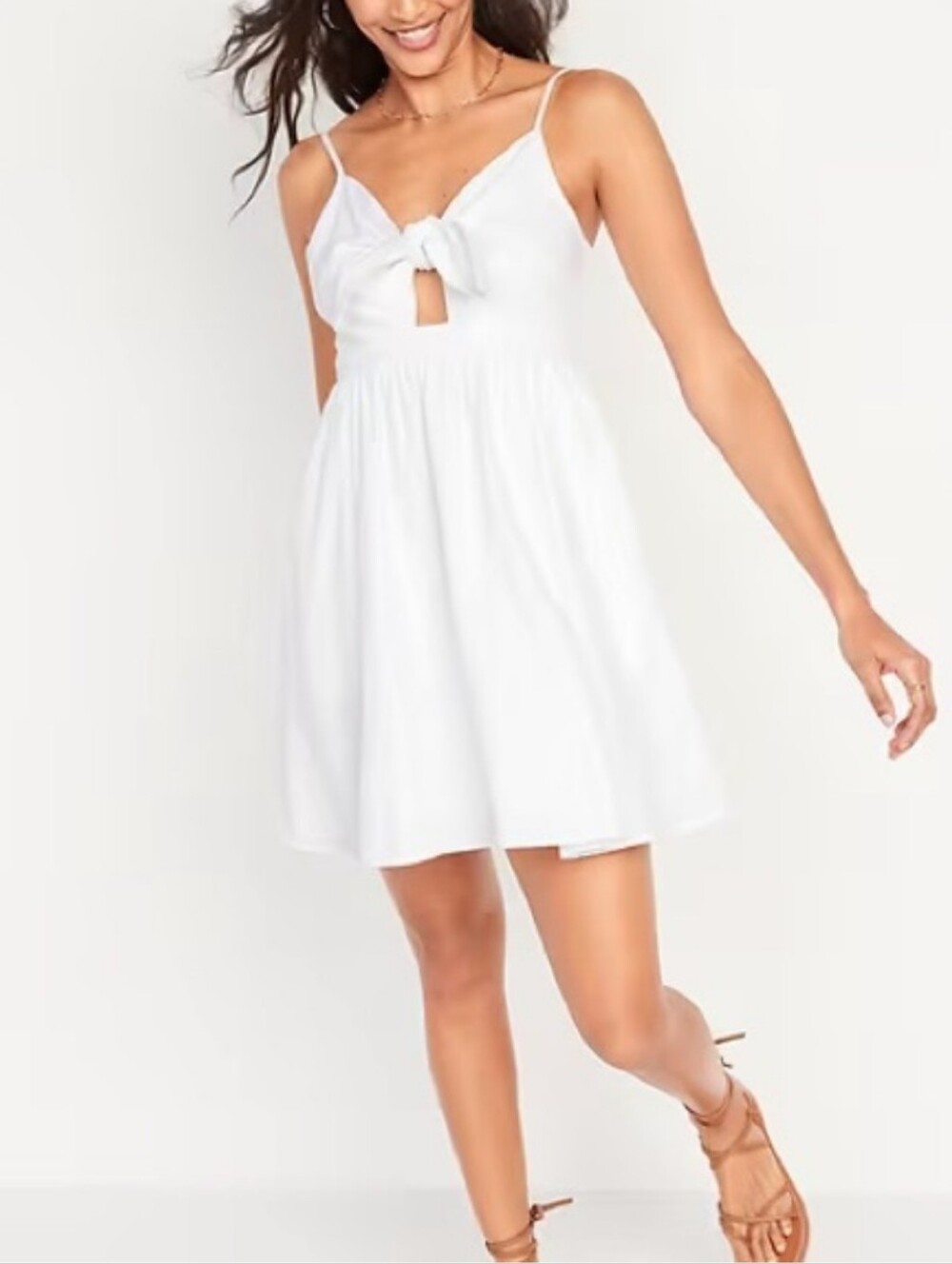 Old Navy NEW Plus Size Women's White Tie-Front Sundress Linen Blend